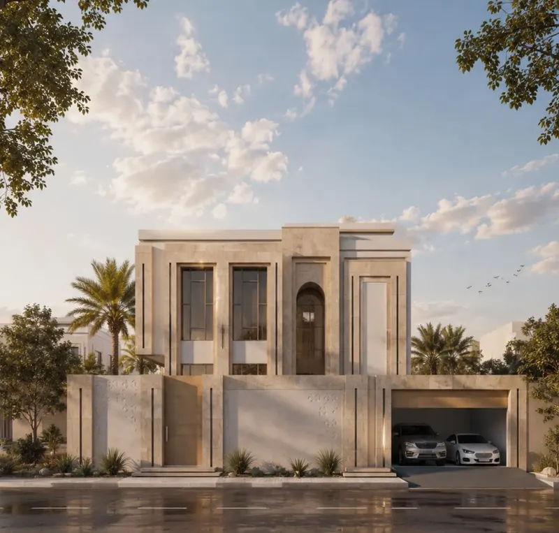 واجهة فيلا سكنية بأقواس وطراز كلاسيكي حديث في الخبر