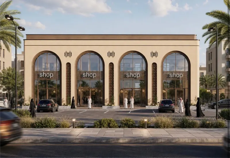 Showroom building with an arched façade