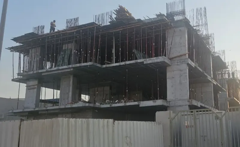 The tower's floors under construction