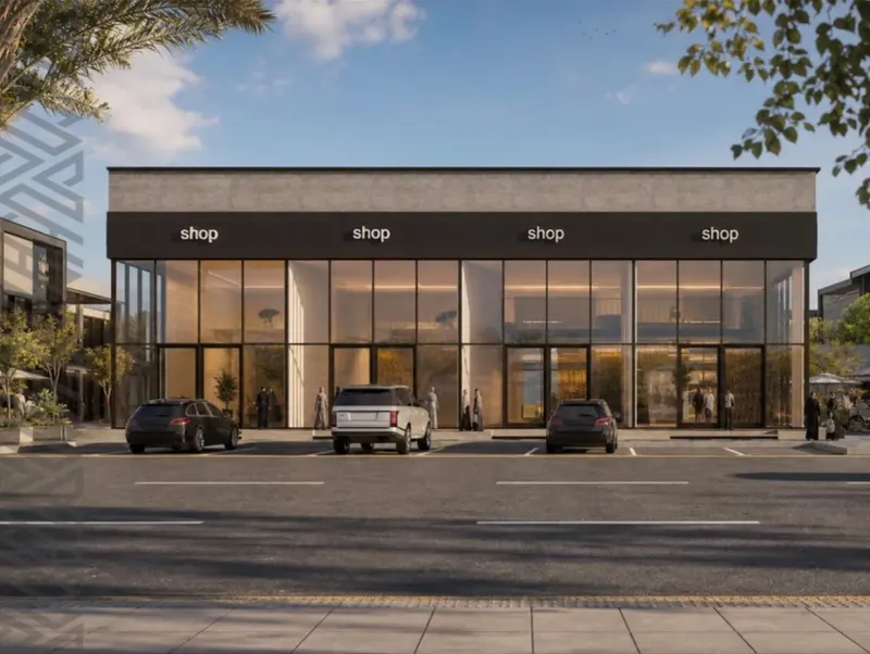 Showrooms with a dark glazed frontage