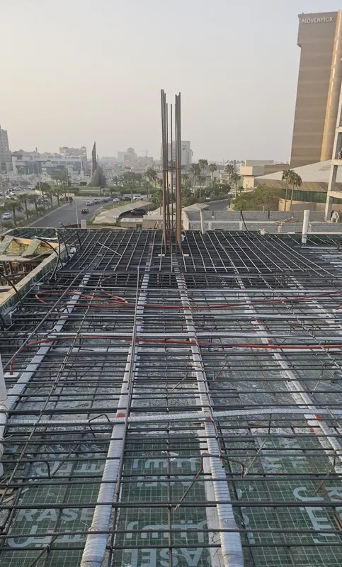 Slab reinforcement seen from above